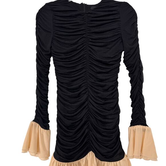 NWT Rotate Birger Christensen Ruched Long Sleeve Mini Dress Black Party Size 4 - Picture 4 of 16